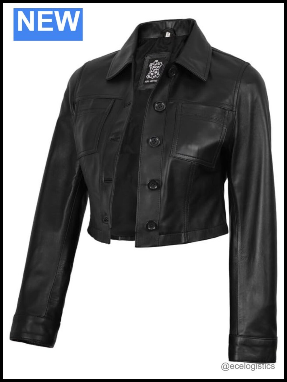 Real Lambskin Leather Cropped Moto Jacket for Women Zip Front